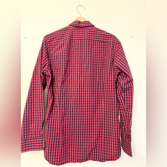 Banana republic red and black buffalo checkered button up casual mens shirt - Picture 5 of 7